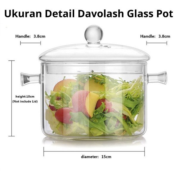 Davolash Glass Pot | Panci Kaca tebal Tahan Panas minimalis elegan