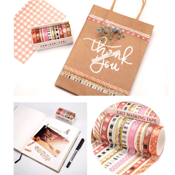 

Kusus Hari Ini 10Pcs/Set Washi Tape 8Mm*2M Masking Tape Selotip Jepang #09 Bagus