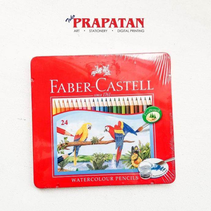 

FABER CASTELL WATERCOLOR PENCILS 12/24/36 COLORS TIN CASE - 12 WARNA