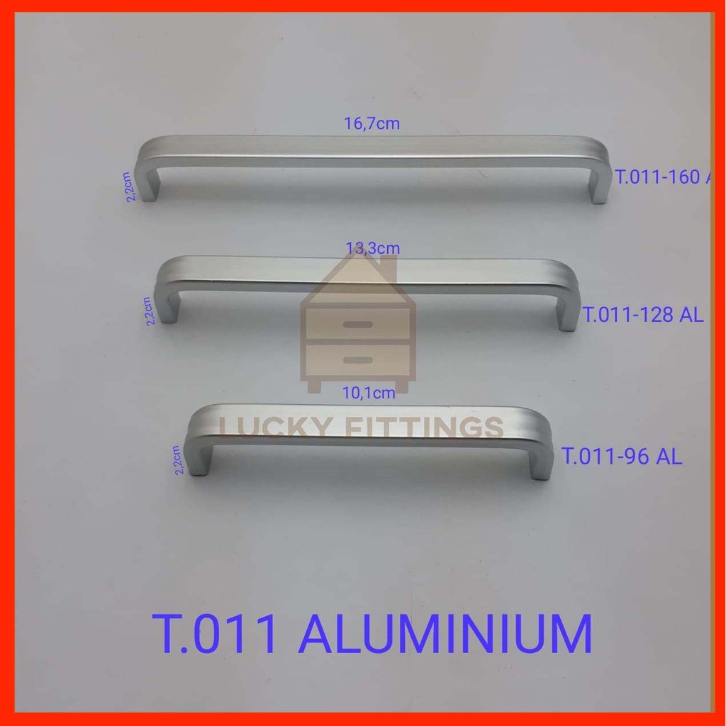  Handle  011 ALUMINIUM Tarikan Laci Silver Pintu Lemari  