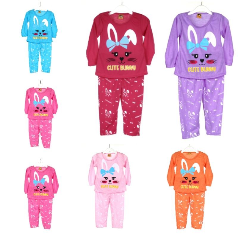 Setelan fashion baju anak perempuan 2-7 tahun motif random pp klepon tangan panjang celana panajang-5
