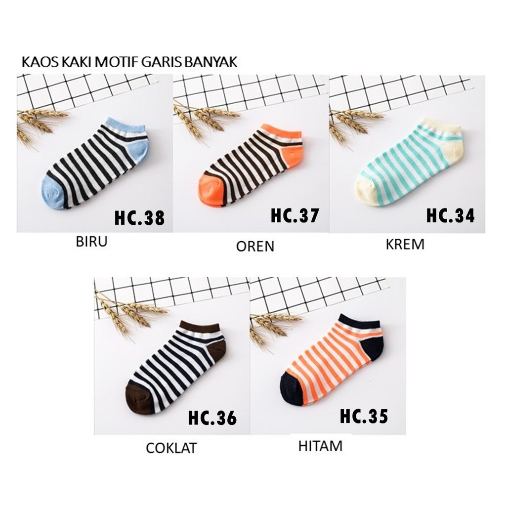 T&amp;Y KAOS KAKI WANITA MOTIF 3 GARIS IMPOR SEMATA KAKI Bisa bayar ditempat (COD)