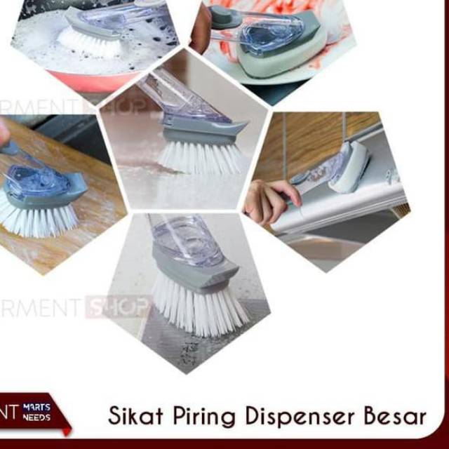 sikat tongkat pump sabun dispenser cuci piring sponge brush dll