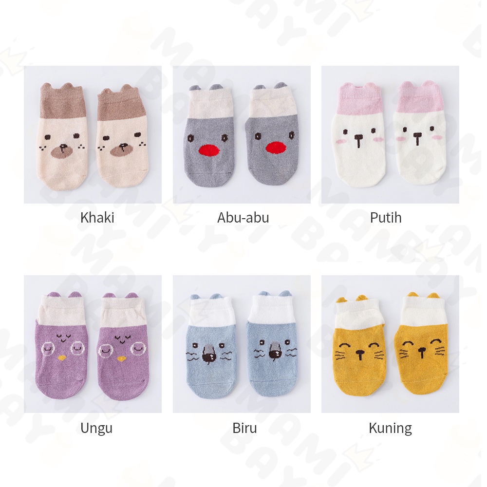 OKEYI Kaos kaki bayi pendek motif satwa kaos kaki anak anti slip