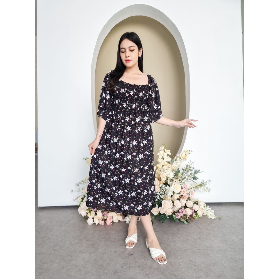 Dress Wanita Alexandra Panjang Daster Putri Bali [DPB] Alexandra Chicory Bisa COD