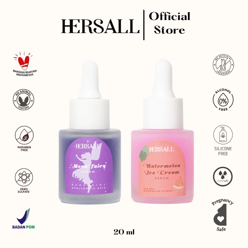 Hersall Watermelon Ice Cream Serum &amp; Moon Fairy Serum - BPOM 100% ORIGINAL