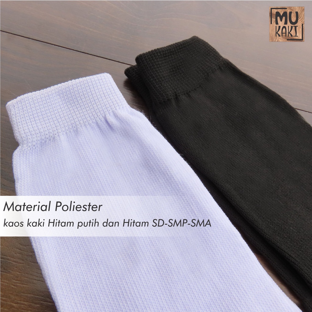 Kaos Kaki Anak Sekolah Hitam Putih, Hitam, &amp; Putih Paskibra SD SMP SMA Mukaki