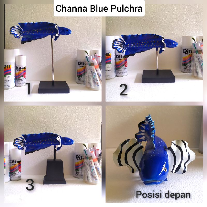 Ikan Channa Blue Pulchra miniatur pajangan