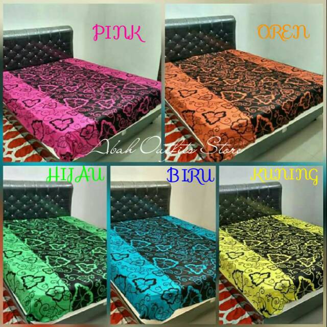 SPREI BATIK PRINTING PEKALONGAN MOTIF BUNGA KING SIZE UKURAN 180X200X30 PINK OREN BIRU HIJAU KUNING