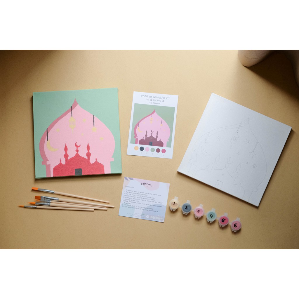 

mg Paint by Numbers Kit: Eid Mubarak Paint Inc. ID Painting Kit Paint by Number Gifts Lebaran