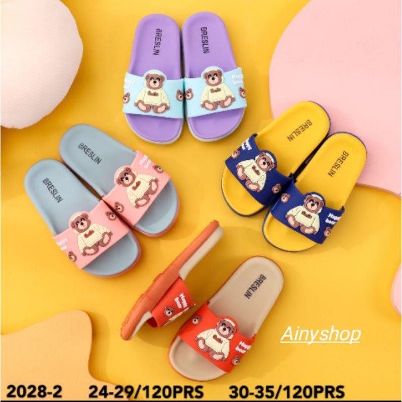 Sandal selop anak jelly karakter Teddy bear breslin