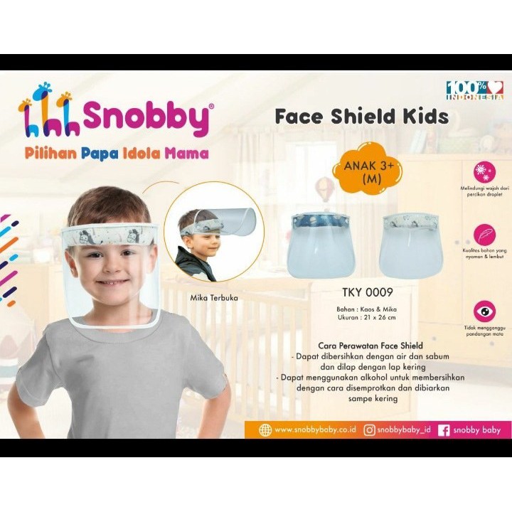 Face Shield Bayi Anak Snobby Bermotif Untuk Usia 0 Bln Dan 3 Thn . Bahan Dari Kaos Dan Mika