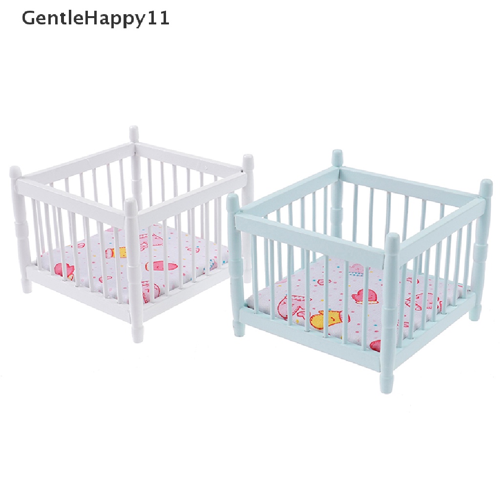 Gentlehappy Mainan Miniatur Ranjang Bayi Bahan Kayu Untuk Aksesoris Rumah Boneka 1: 12