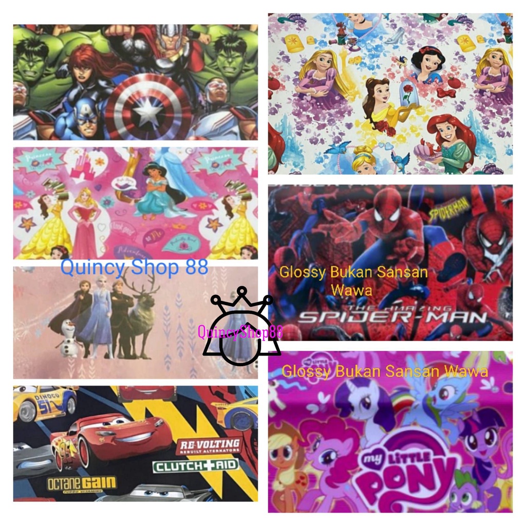 

Bungkus Kado/ kertas kado/ Gift Wrapping/Jasa Bungkus Kado Motif Disney Princess, Frozen, Marvel Superhero,Cars