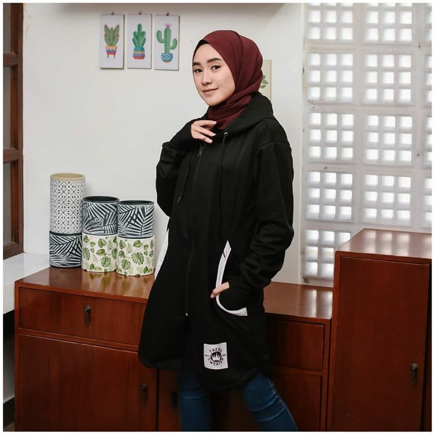 Long RH Zipper - Jaket Wanita Muslim