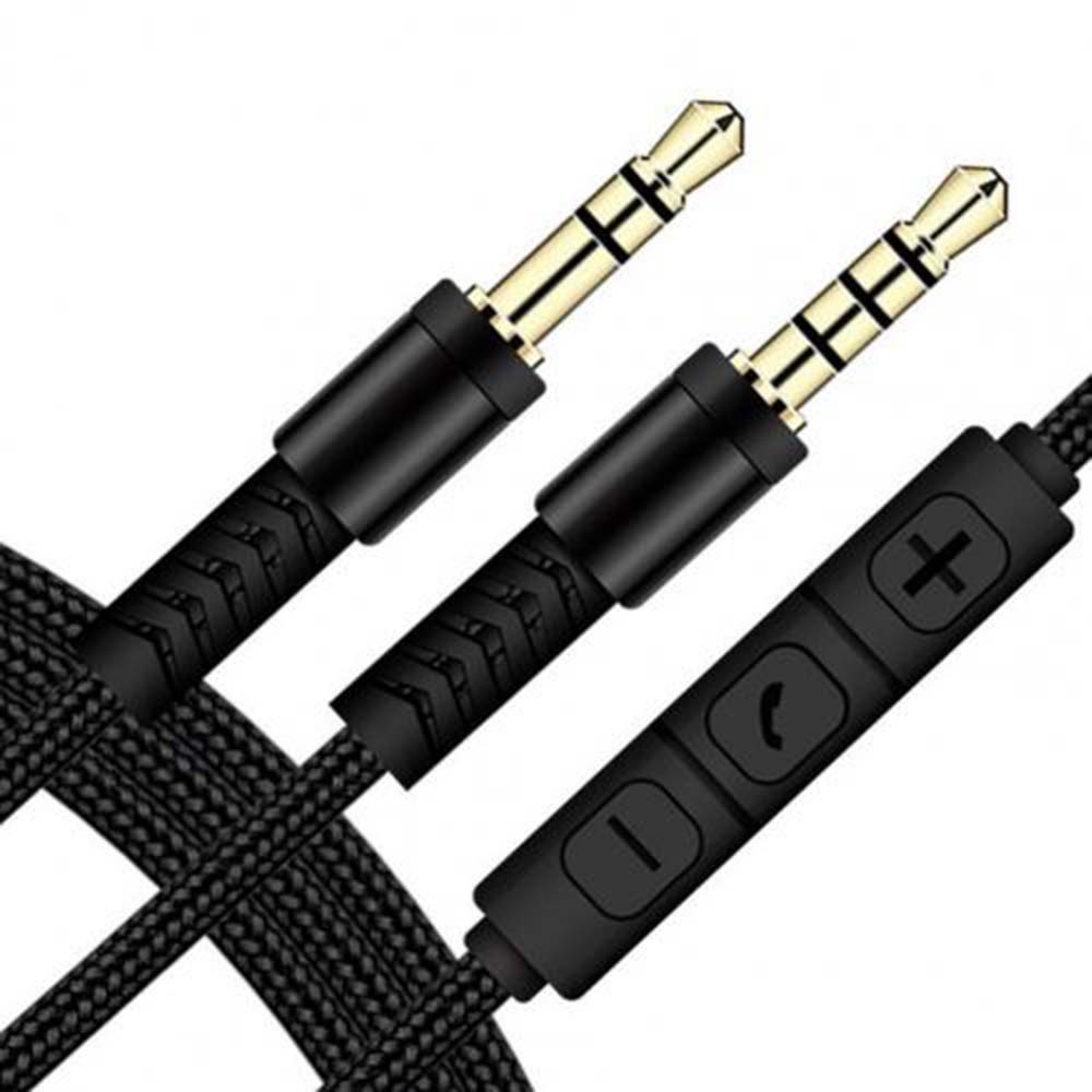 QUINTON For phone Audio Cable Cable Car Aux Cord Audio Wire With Mic Earphone Nylon Braid Volume control 1.2m 3.5mm to Jack 3.5mm Aux Cable/Multicolor