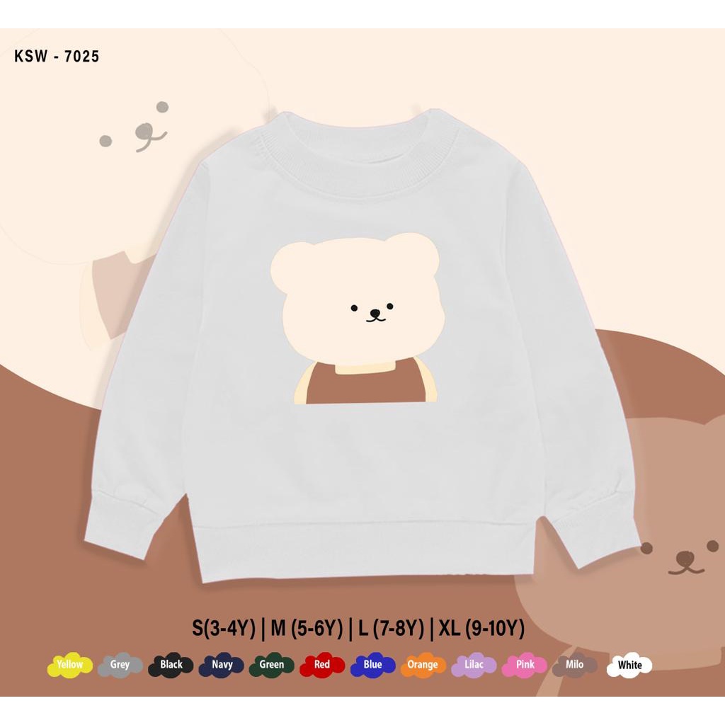 SWEATER KIDS / BEAR CUTE / 1-10 TAHUN / BAHAN FLEECE PREMIUM / ADEM / UNISEX / REAL PICTURE