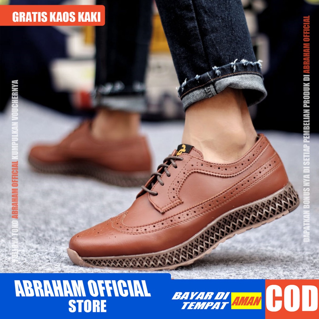 ABRHM x JHON Sepatu Kasual Pria Sepatu Casual Pria Kulit Pu Sepatu Pria Casual Cowok/Cowo Ori Sepatu Kerja Kantor Semi Formal Kuliah Kondangan Gaya keren Kekinian Murah Terlaris