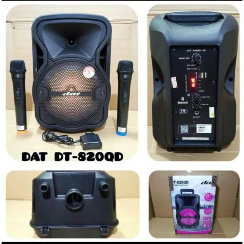 SPEAKER PORTABEL WIRELESS 8INCH DAT DT 820 QD BERGARANSI