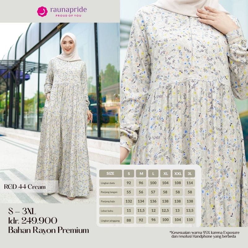 Rauna RGD 44 - Gamis Terbaru 2022 - Gamis Motif Kekinian