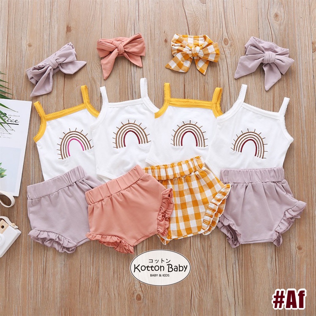 (free ribbon) 0-18 bln || SETELAN KAOS + CELANA RUFFLE (1 set) ANAK CASUAL BAJU TIDUR catalog XMY AF