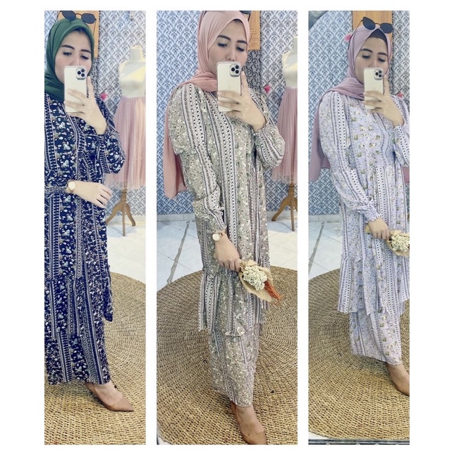 Audrey one set/ abaya set / gamis inner outer