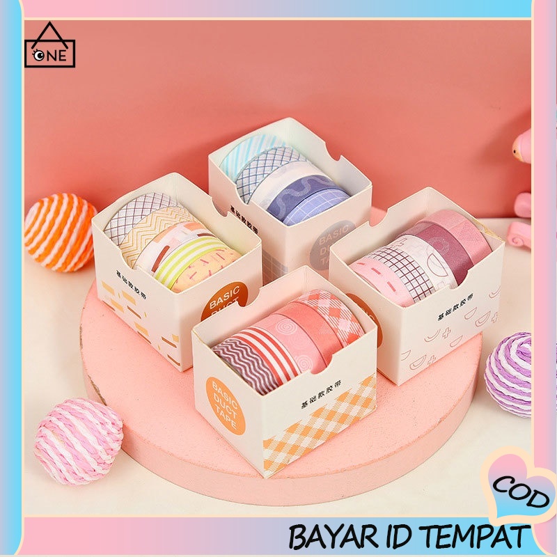 COD❤Selotip Warna Solid Kreatif  Buku Harian Scrapbooking Diy Dekorasi Washi Tape Setelan A one