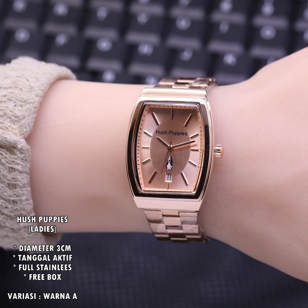 JAM TANGAN WANITA HUSH PUPPIES RANTAI BODY OVAL TANGGAL AKTIF