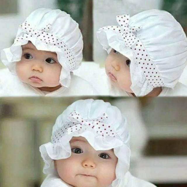 READY BANDUNG Topi Renda Bayi Lucu , Topi Anak Renda Renda , Penutup Kepala Renda