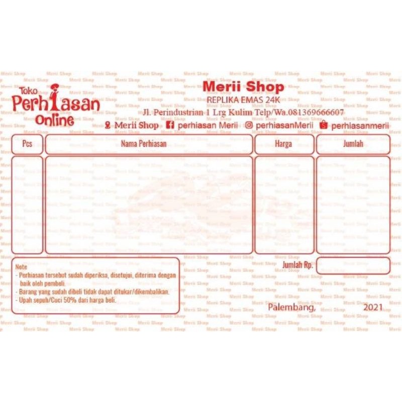 

NOTA/SURAT UNTUK RESELLER/DROPSHIP