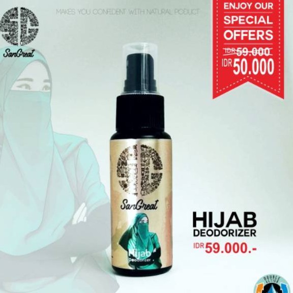 Parfum pewangi hijab, sajadah, mukena, hijab deodorizer, penghilang bau hijab, penghilang bau peci, penghilang bau mukena, sajadah