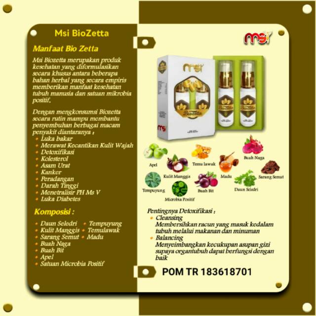 Produk terbaru  Biozetta msi.. Buat kesehatan dan kecantikan