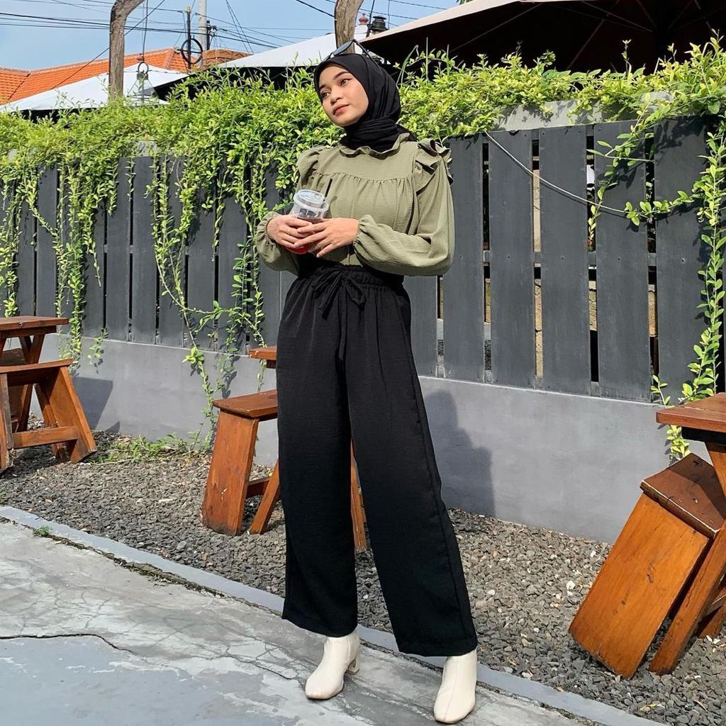 Celana kulot crincle airflow jumbo bawahan wanita