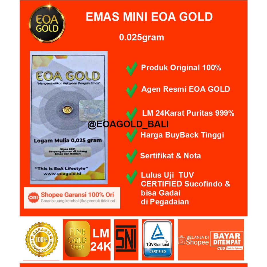 Emas mini murah EOA gold asli 0.025gram