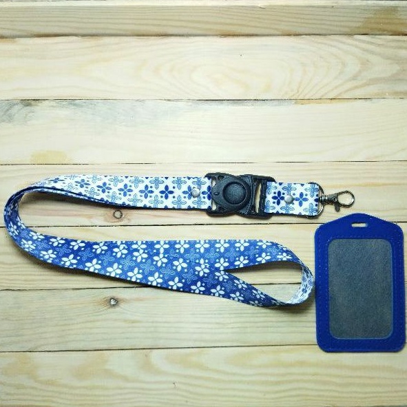 

Tali Lanyard Id Card Batik Biru / Gantungan Name Tage / Lanyard Costume Real-Pict