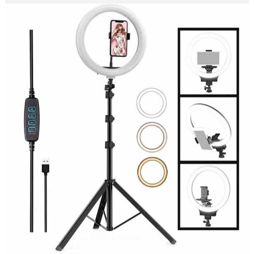 PROMO paket lengkap RING LIGHT SELFIE 26 CM PLUS TRIPOD 2 METER / 3 MODE LED GARANSI 1 TAHUN