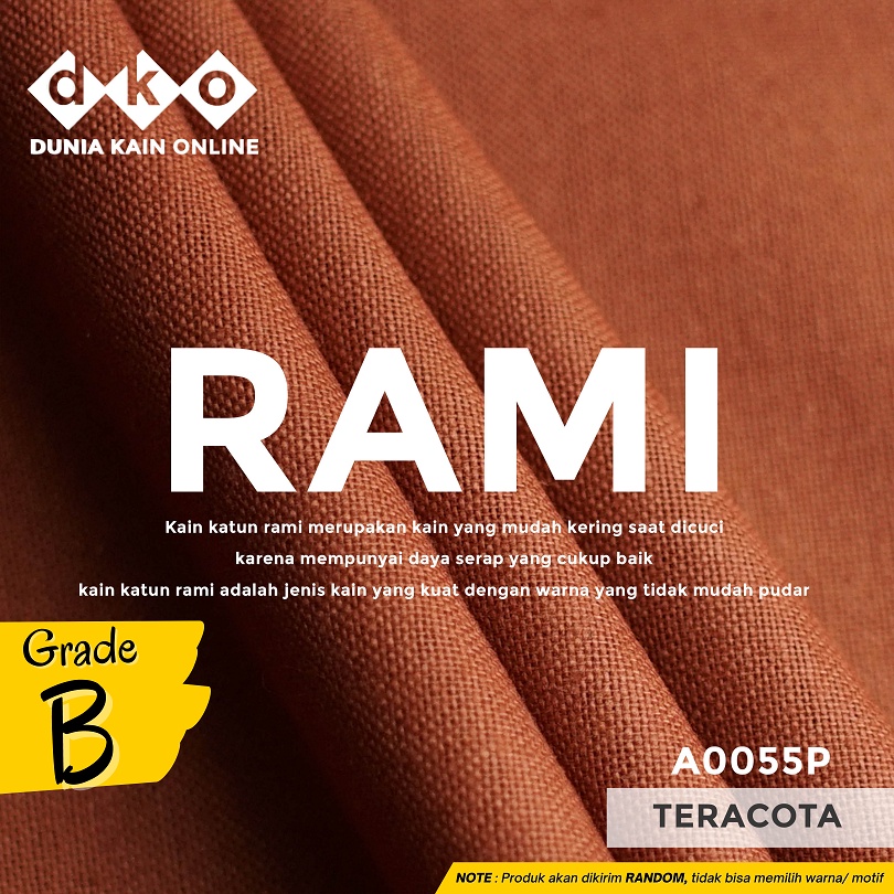 Jual Grade B - DKO Kain RAMI Linen Premium Warna Teracota Indonesia ...