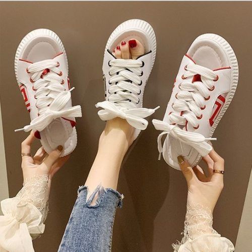 GI 01920 (SZ 35-37) RISCE SEPATU OPEN TOE TALI WHITE IMPORT WANITA CEWEK PEREMPUAN JAKARTA