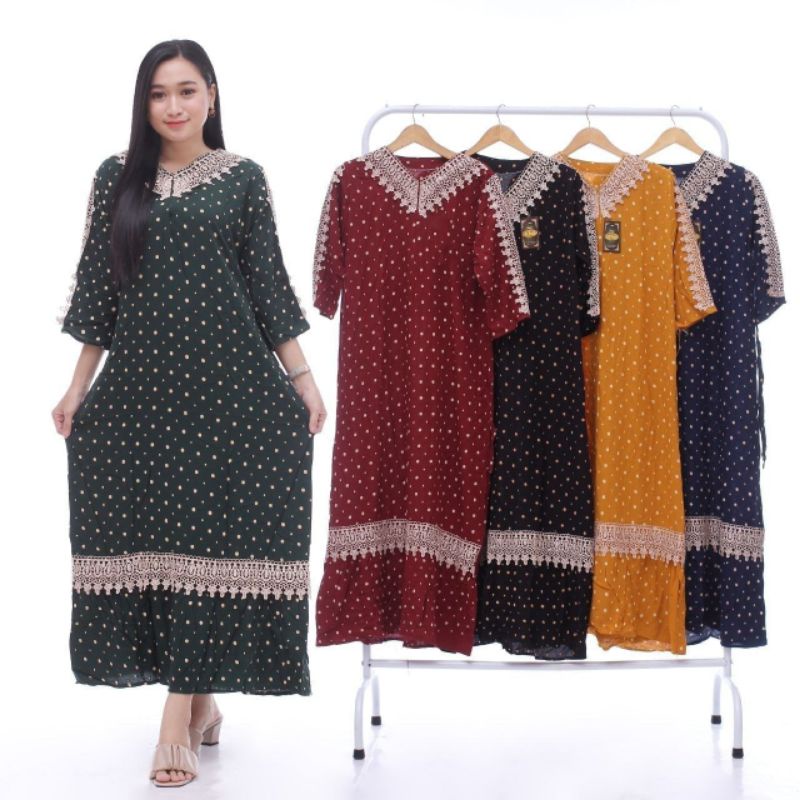 DASTER ARAB GAMIS RENDA POLKADOT LD 110cm || RAYON SUPER GRADE A || RESLETING DEPAN BUSUI