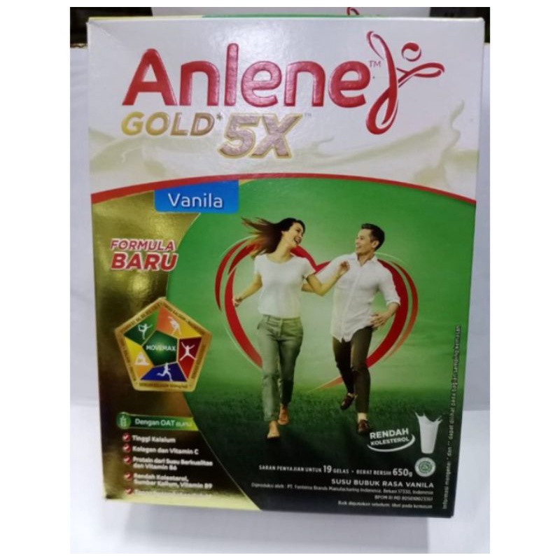 Anlene Gold 5X Vanilla/coklat 650gr