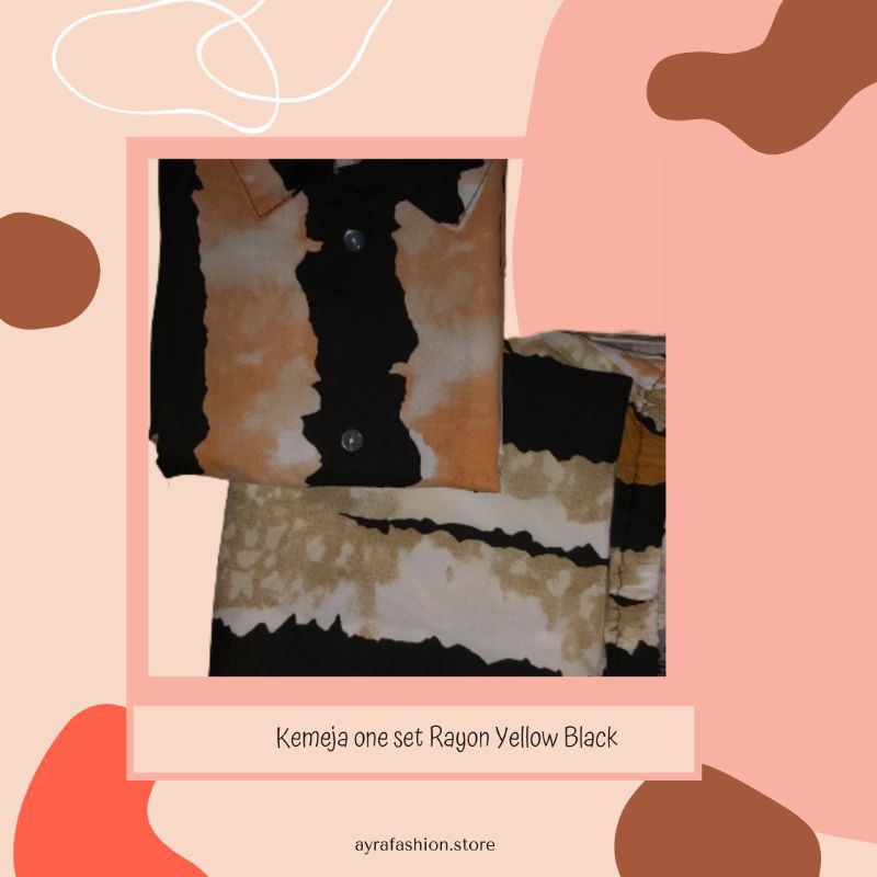 KEMEJA RAYON ONE SET ORANGE BLACK