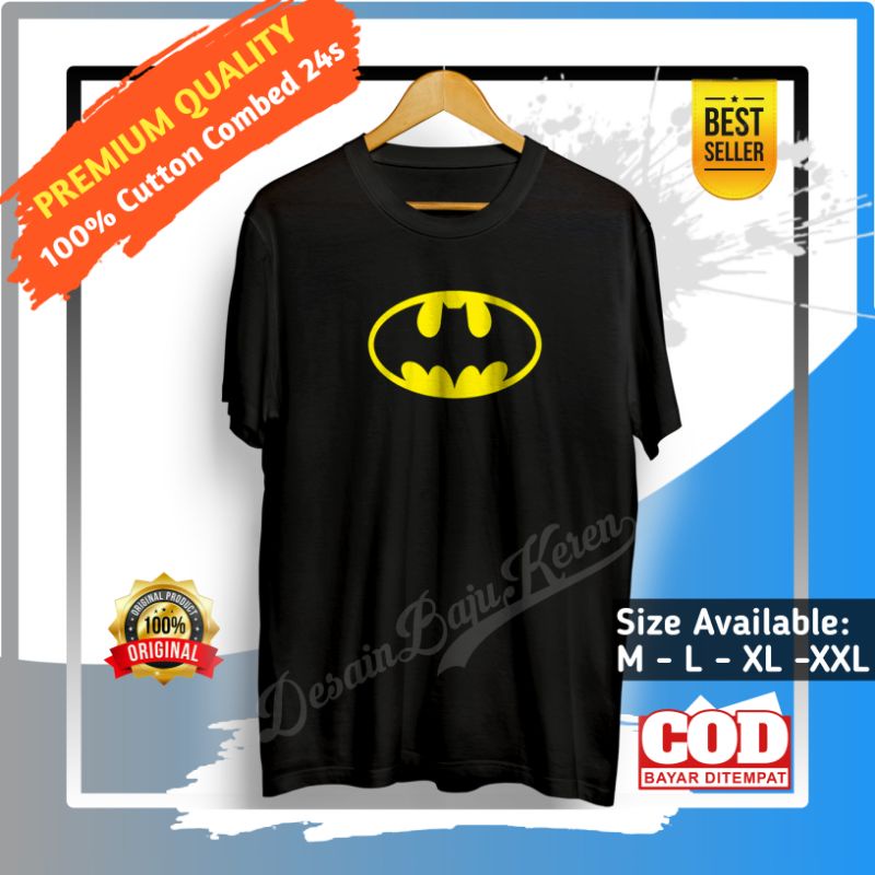 Kaos Superhero Batman Baju Distro Pria Branded Original Tshirt Cowok Keren Kekinian Batman Yellow