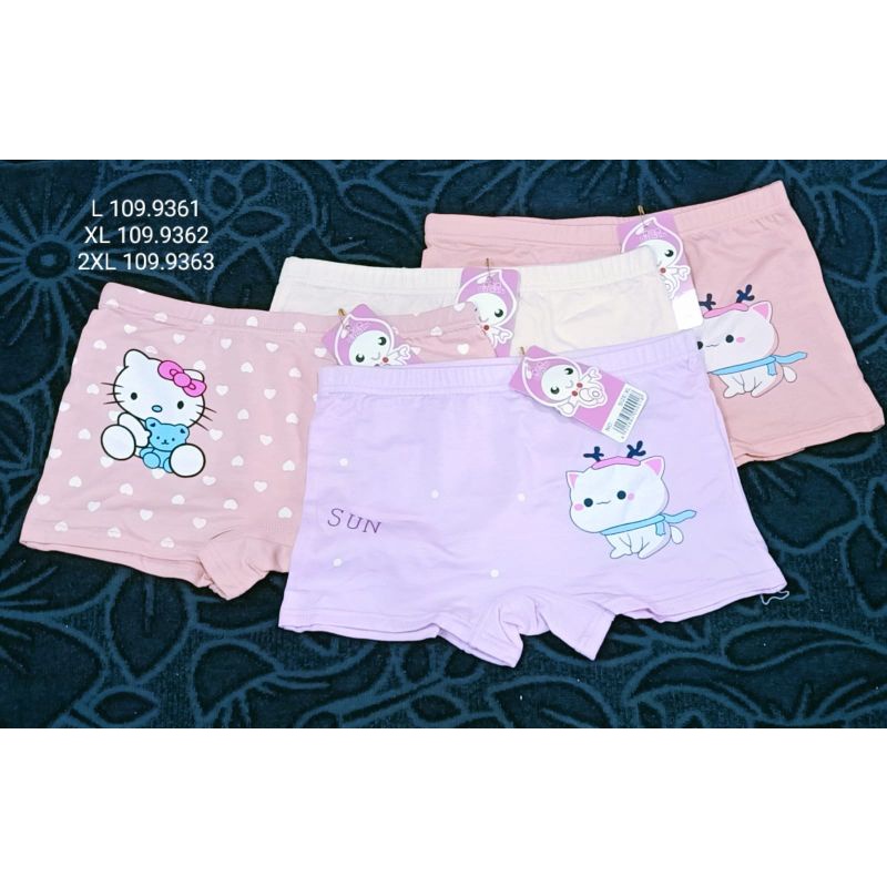 4pcs Celana Dalam Boxer Anak Perempuan 3-5th Karakter Lembut Katun Tebal