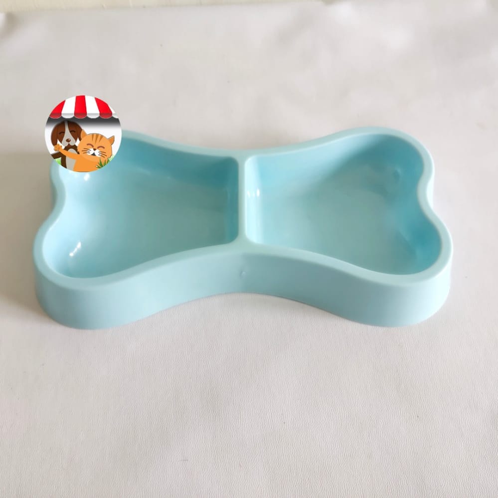 Tempat Makan Minum Double Bentuk Tulang Kucing Anjing Pet Bowl Bone