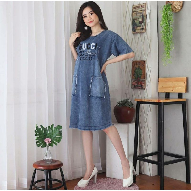 MIDI DRESS JEANS WASH-MIDI DRESS WANITA KOREA-MIDI DRESS LD 110-MIDI DRESS JEANS WASH PREIMUM-MIDI DRESS WIKA PREMIUM