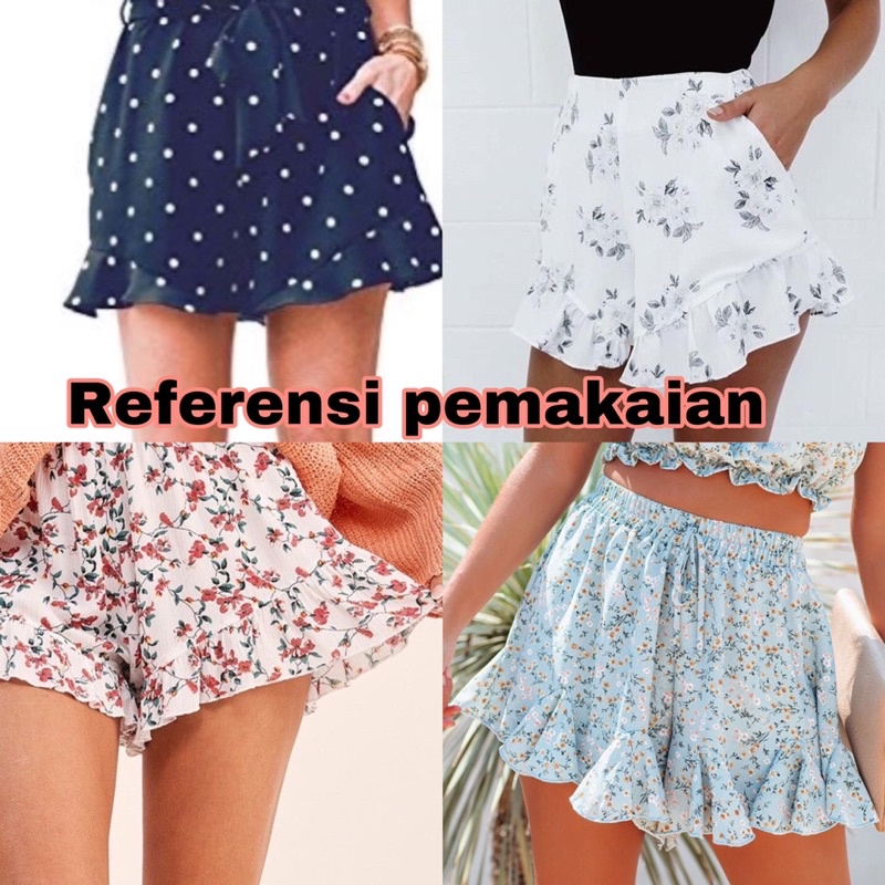 celana pendek katun rayon Navy up to bigsize reject motif random