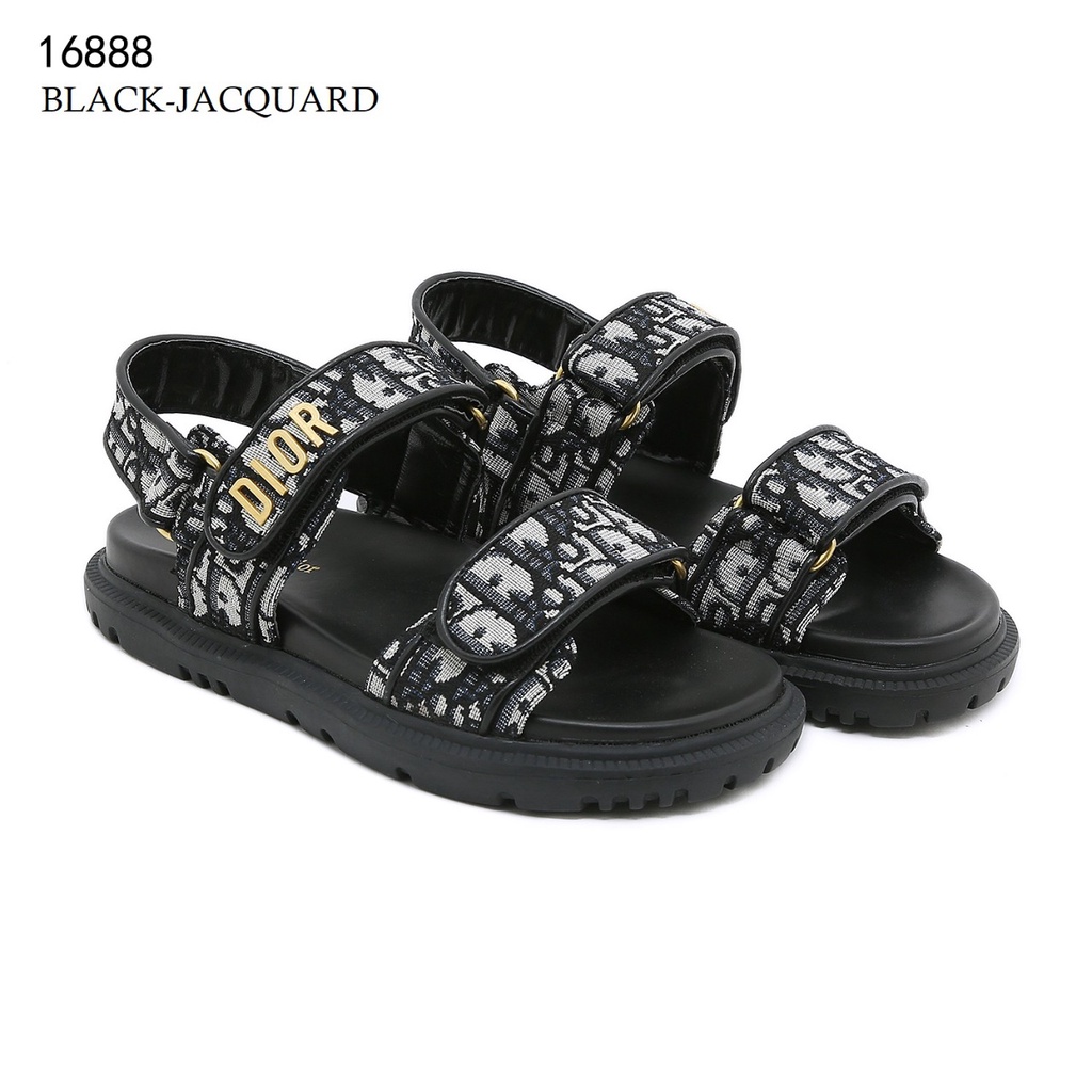 D D.Act Sandal Black Lambskin &amp; Black Oblique Jacquard #16888