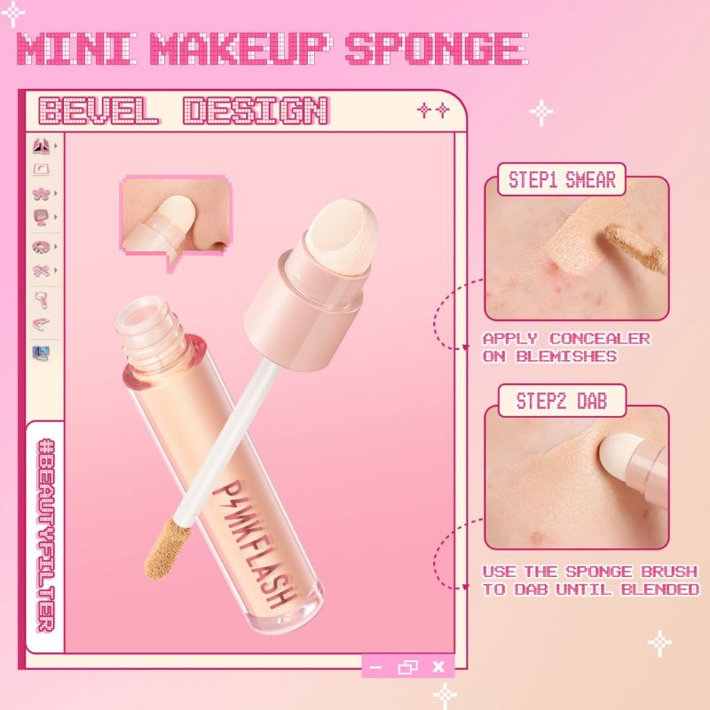 Pinkflash Flawless Liquid Concealer with Sponge Brush