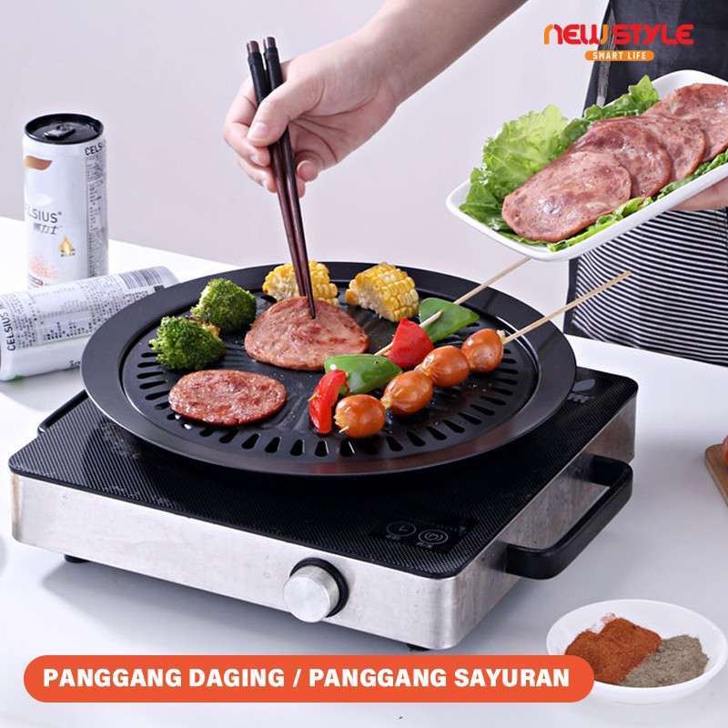 Grill Pan Yakiniku Alat Panggangan Daging/Alat panggang BBQ Grill Anti Lengket / Pemanggang Listrik / Panci Multifungsi