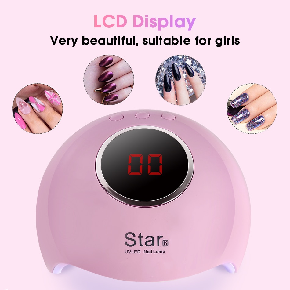 BIUTTE-ROHWXY Pengering Kutek Kuku UV LED Nail Dryer 36W Star6Pink